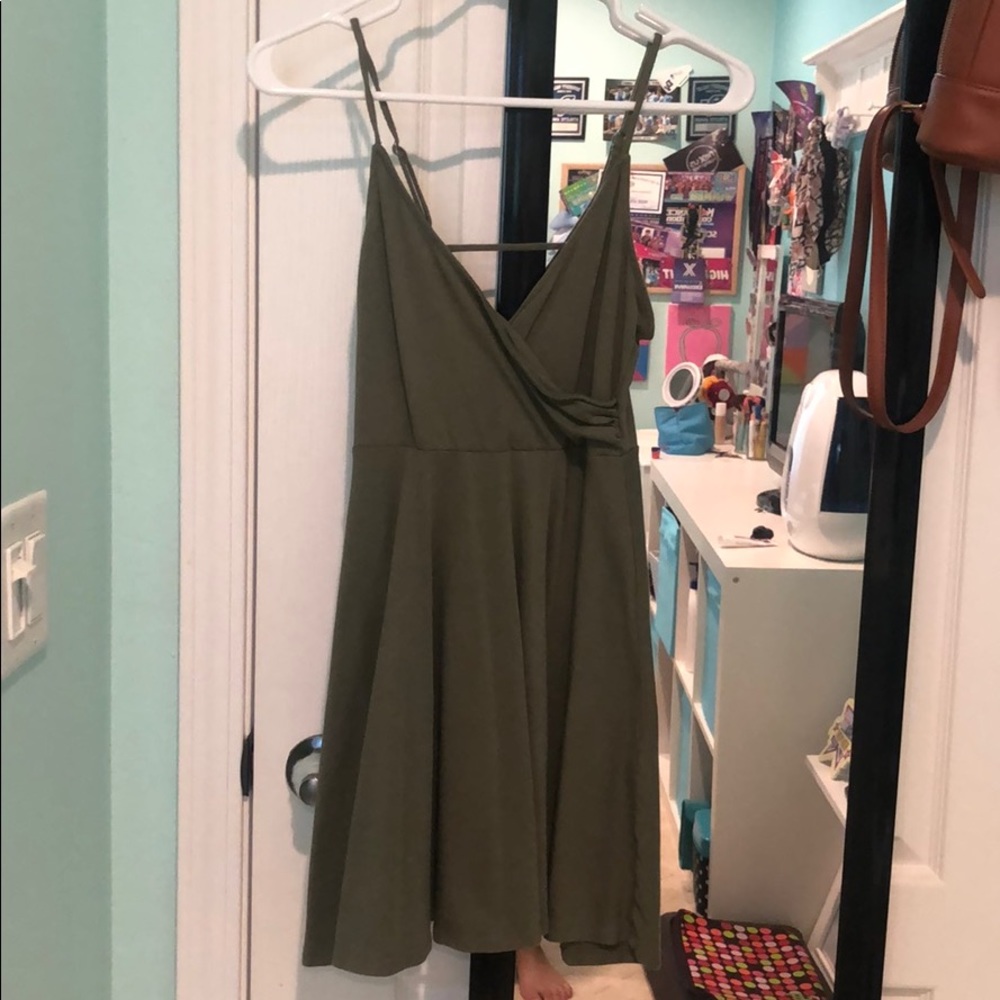 Dark Green Surplice Dress Forever 21